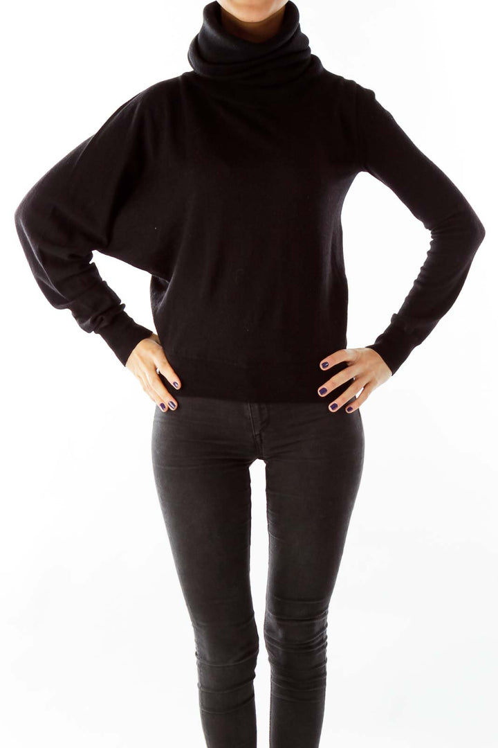 Black Virgin Wool Turtle Neck