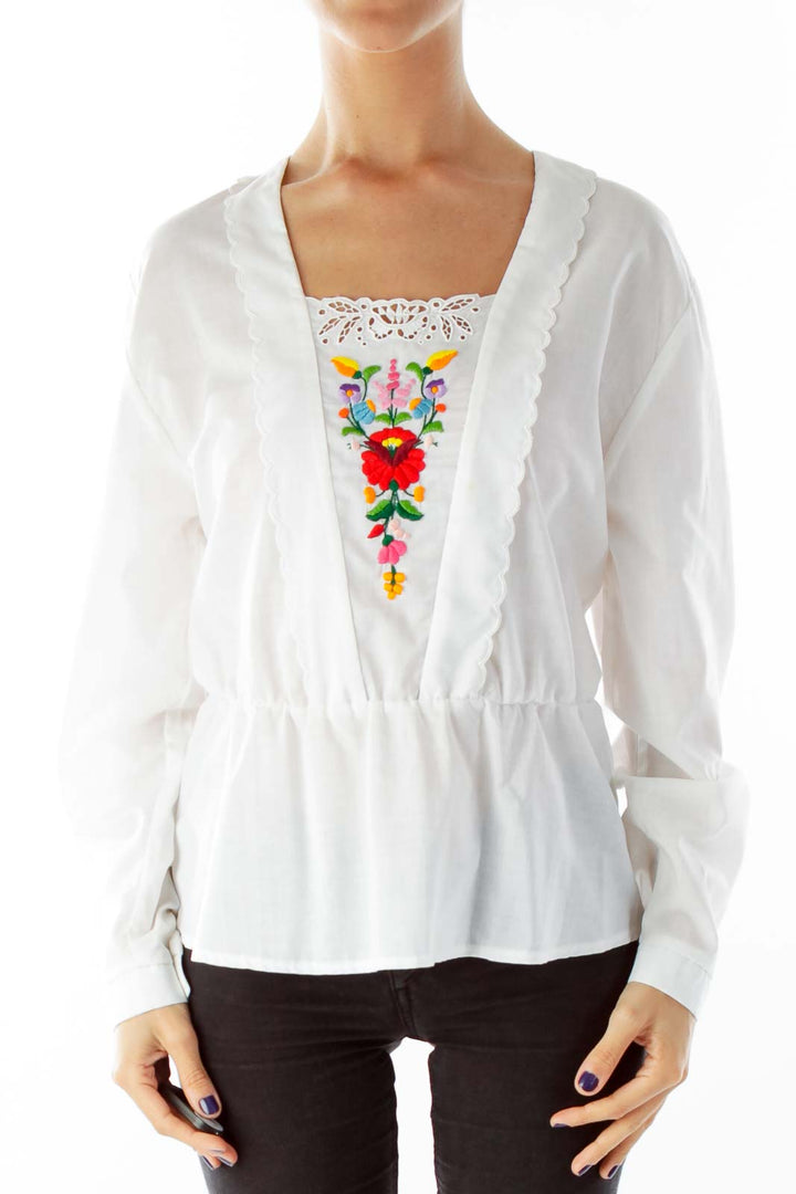 White Embroidered Blouse