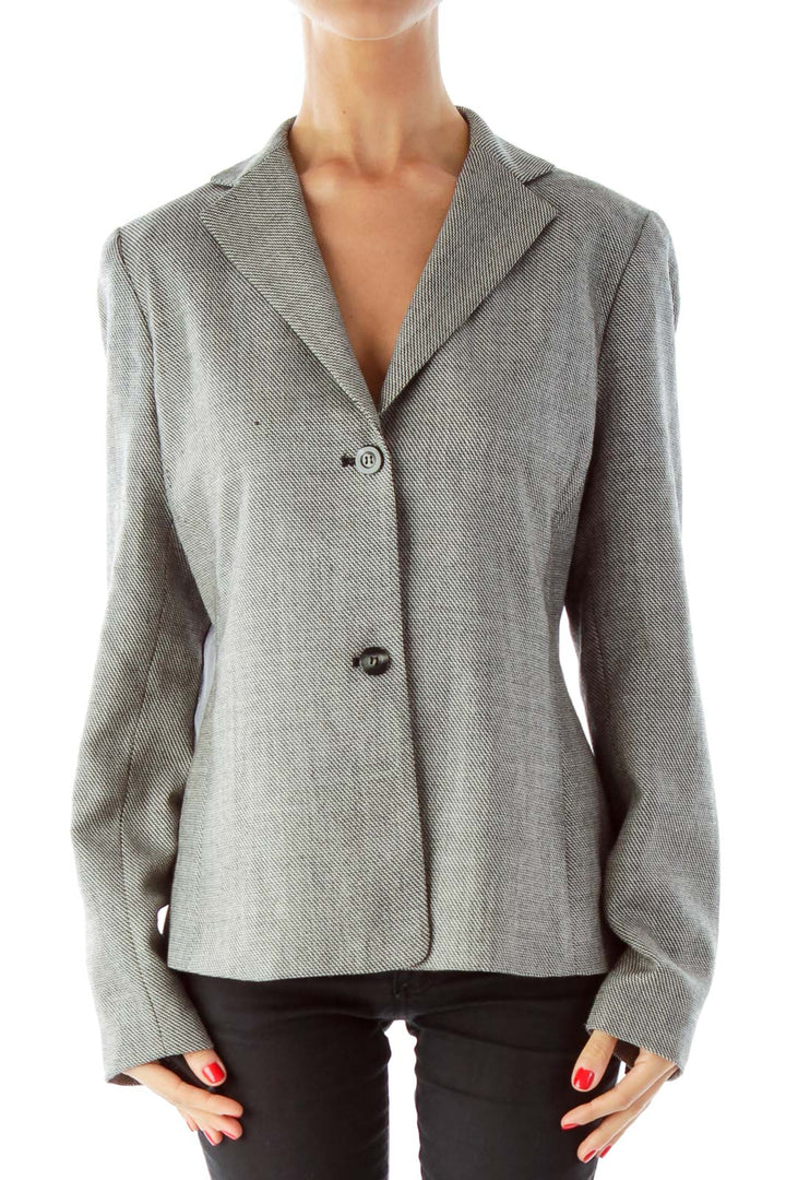 Black White Tweed Blazer, Elbow Patches