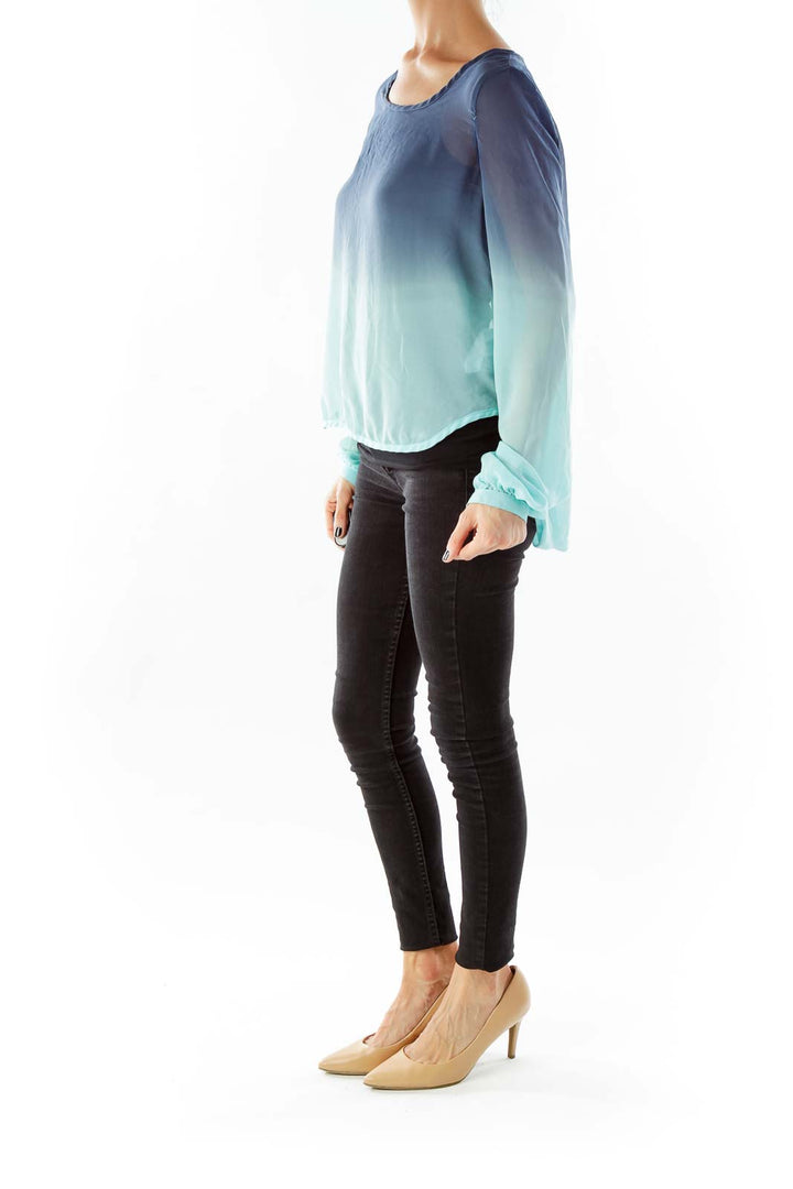 Dark Light Blue Ombre Blouse