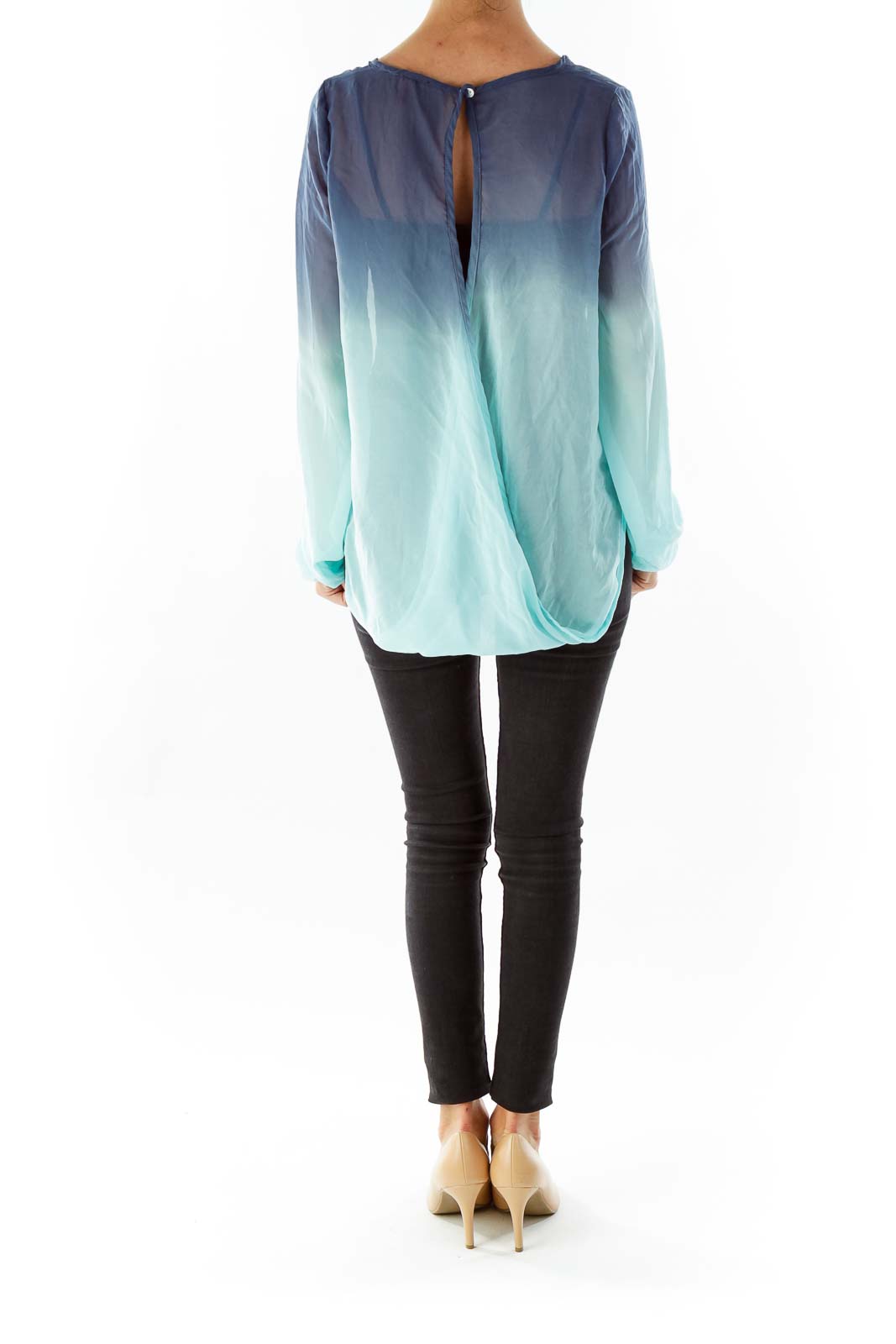 Dark Light Blue Ombre Blouse