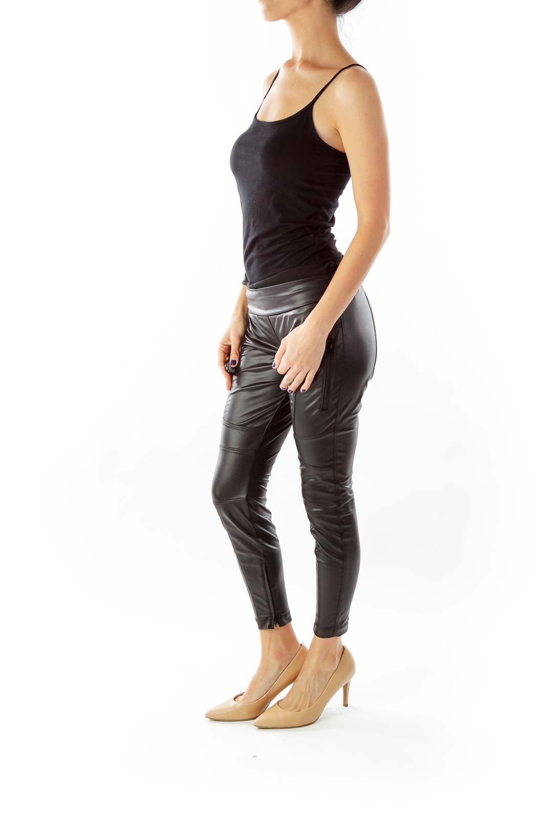 Black Faux-Leather Leggings