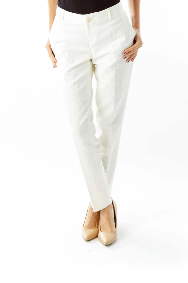 White Aztec Embroidered Pants