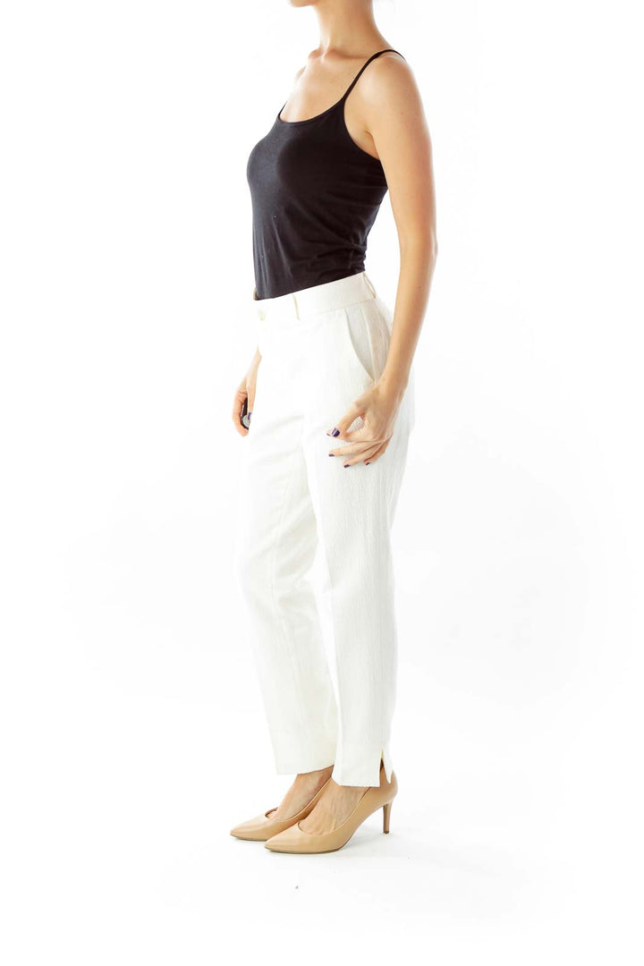 White Aztec Embroidered Pants