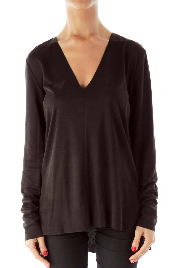 Black V-neck Top