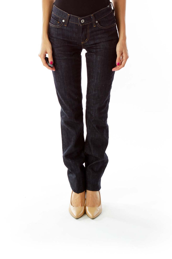 Navy Straight-Leg Jeans