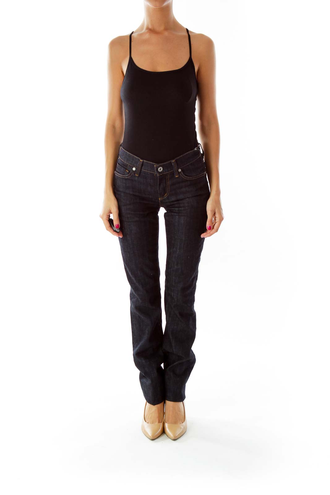 Navy Straight-Leg Jeans