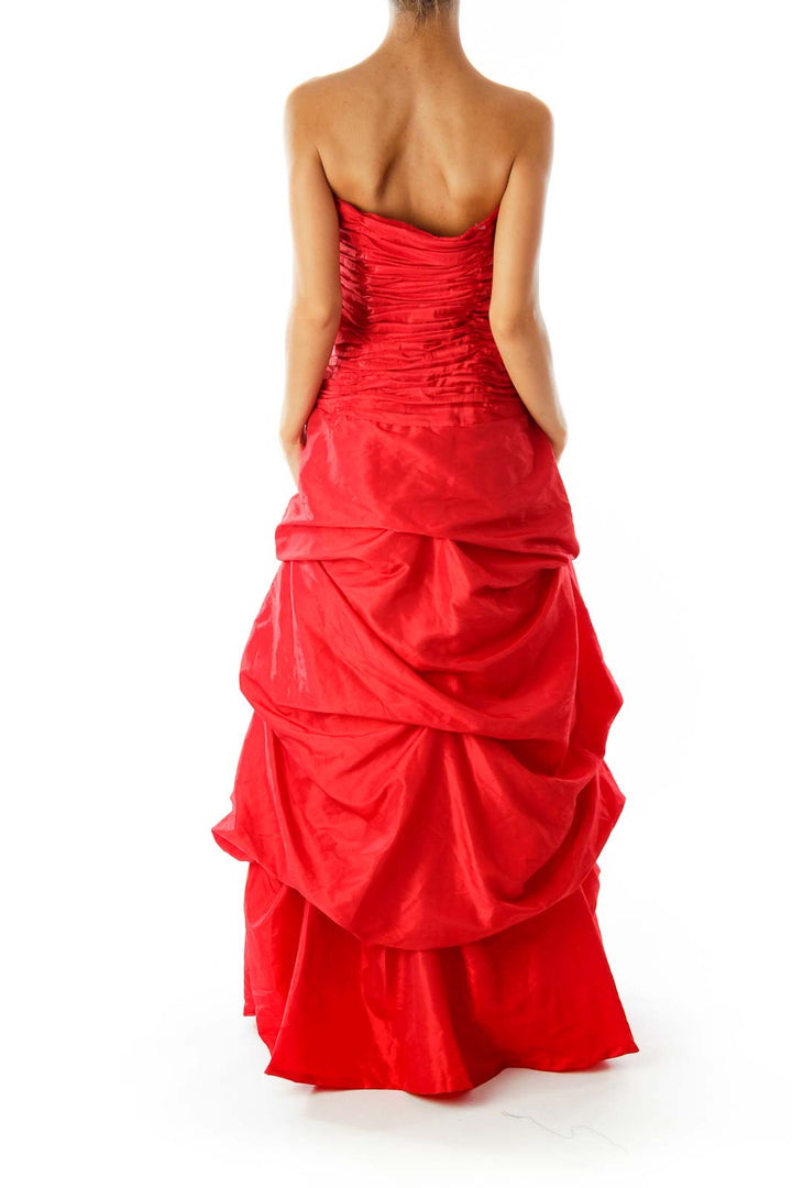 Red Strapless Evening Dress