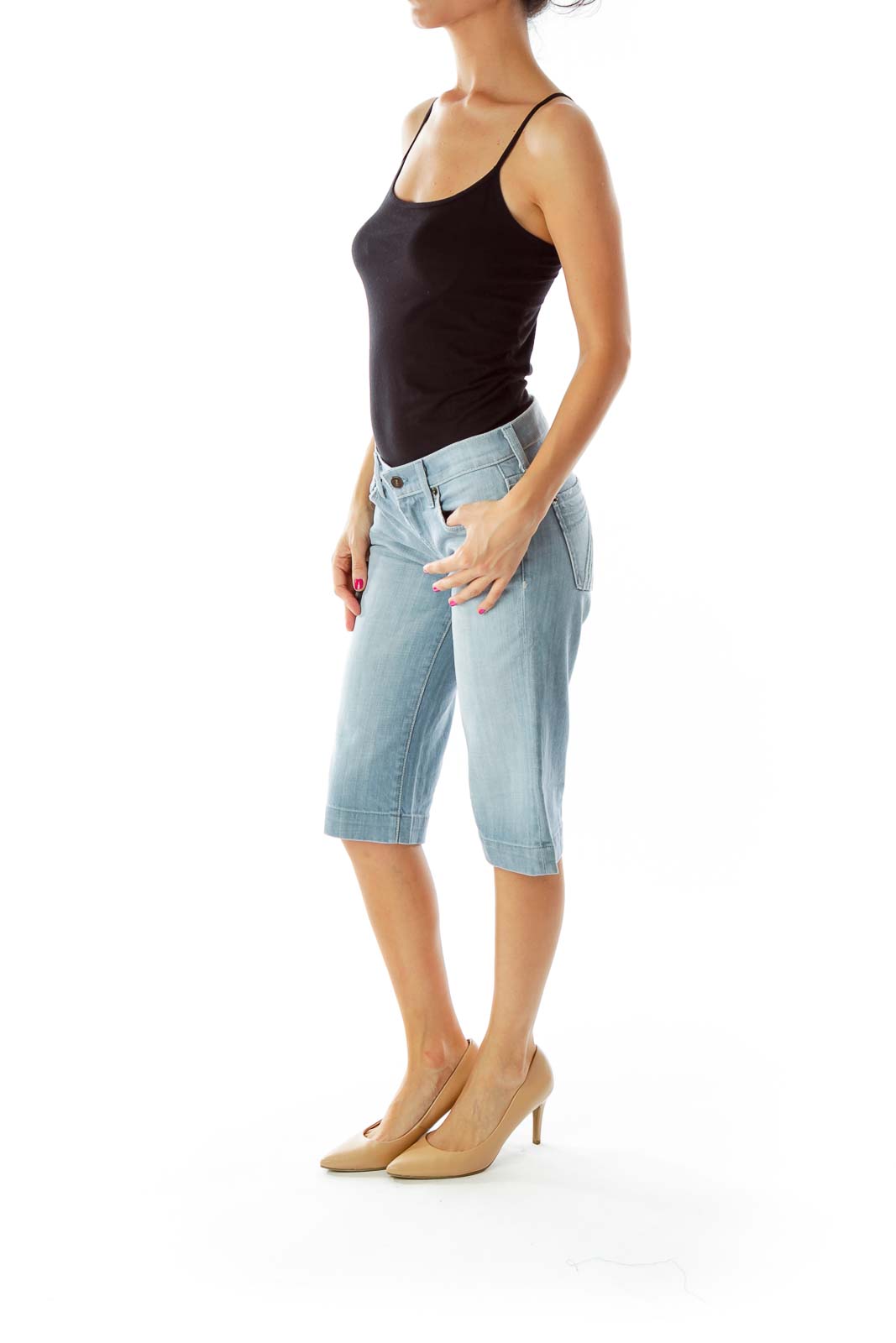 Light Blue Straight Cropped Jeans