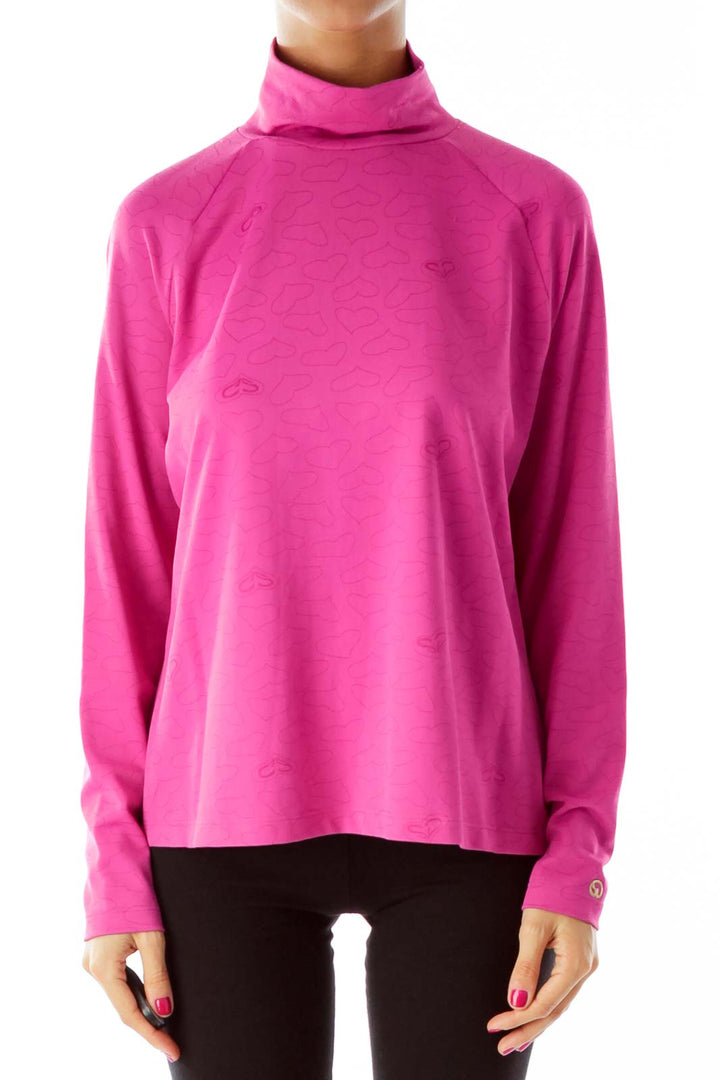 Pink Heart Turtleneck Top