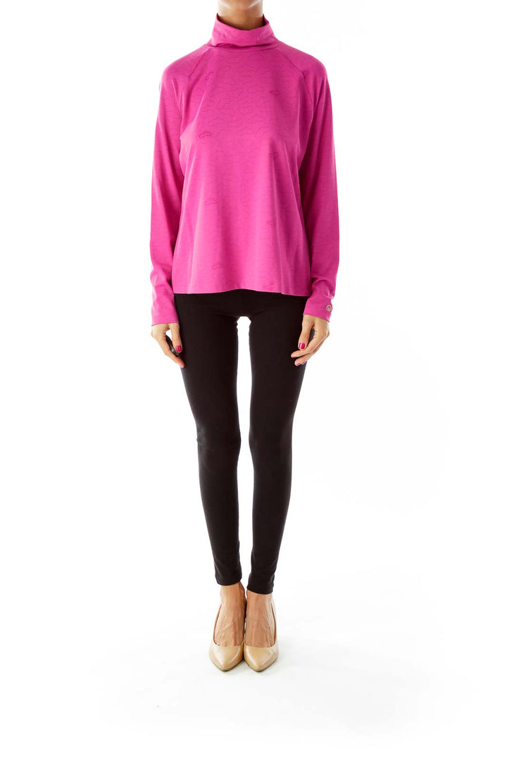 Pink Heart Turtleneck Top