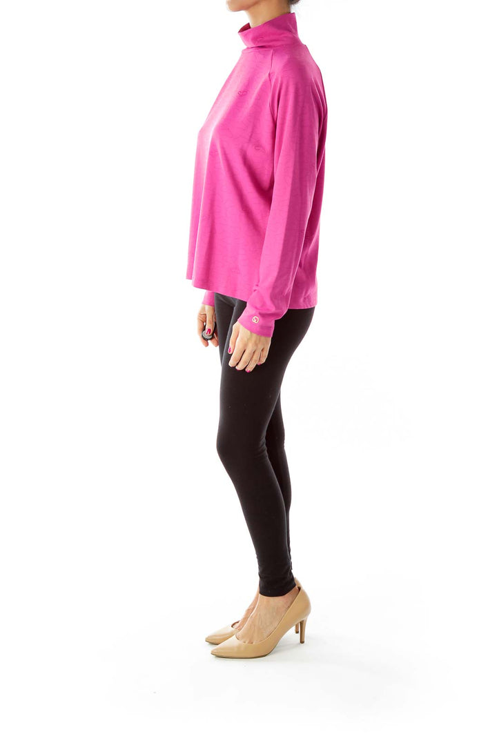 Pink Heart Turtleneck Top