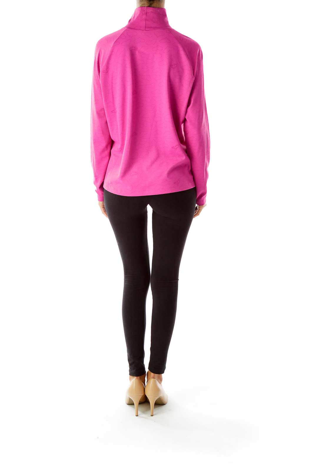 Pink Heart Turtleneck Top