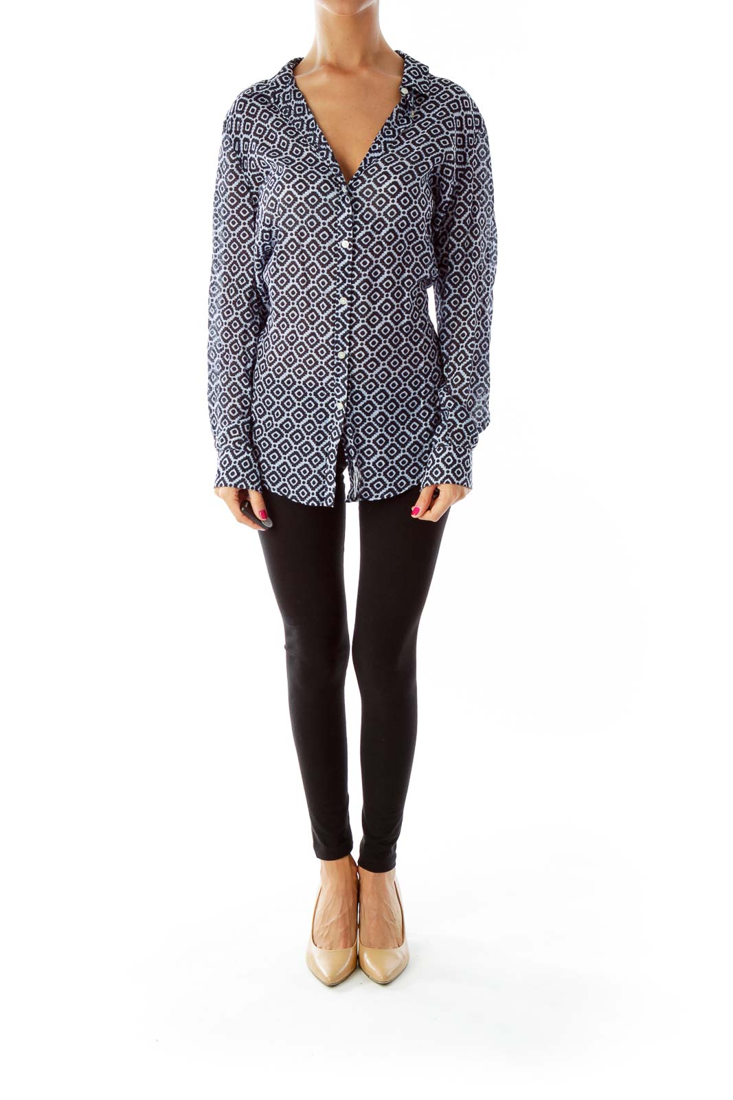 Blue Geometric Print Shirt