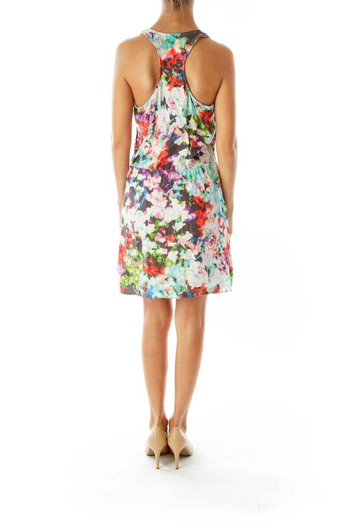 Multicolor Floral V-Neck Day Dress