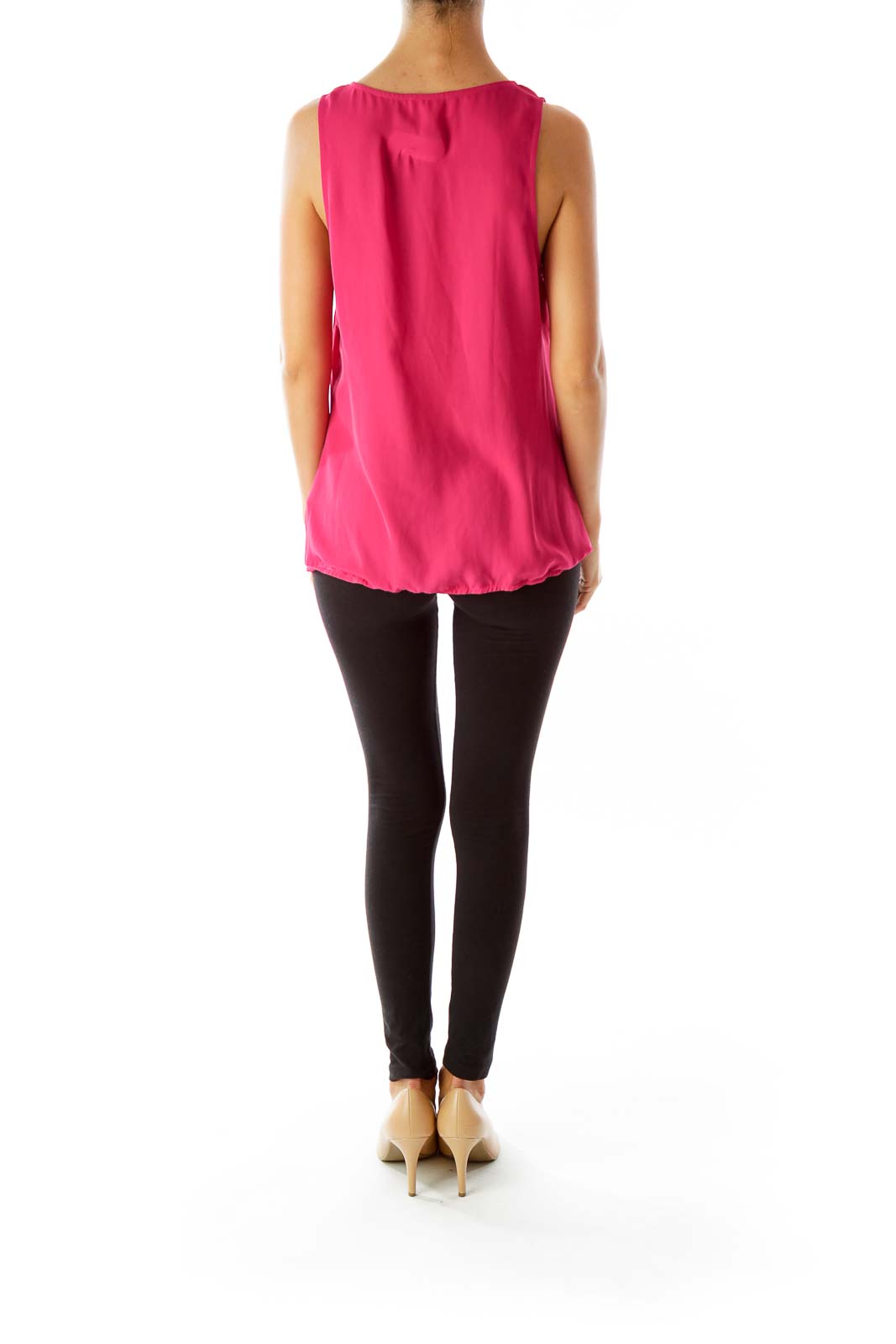 Magenta V-neck Sleeveless Blouse