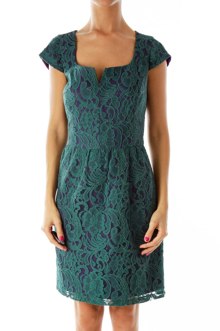 Green Purple Lace Day Dress