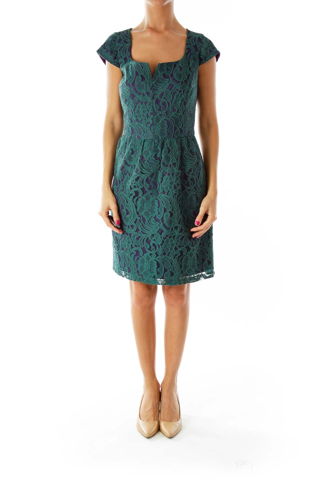 Green Purple Lace Day Dress