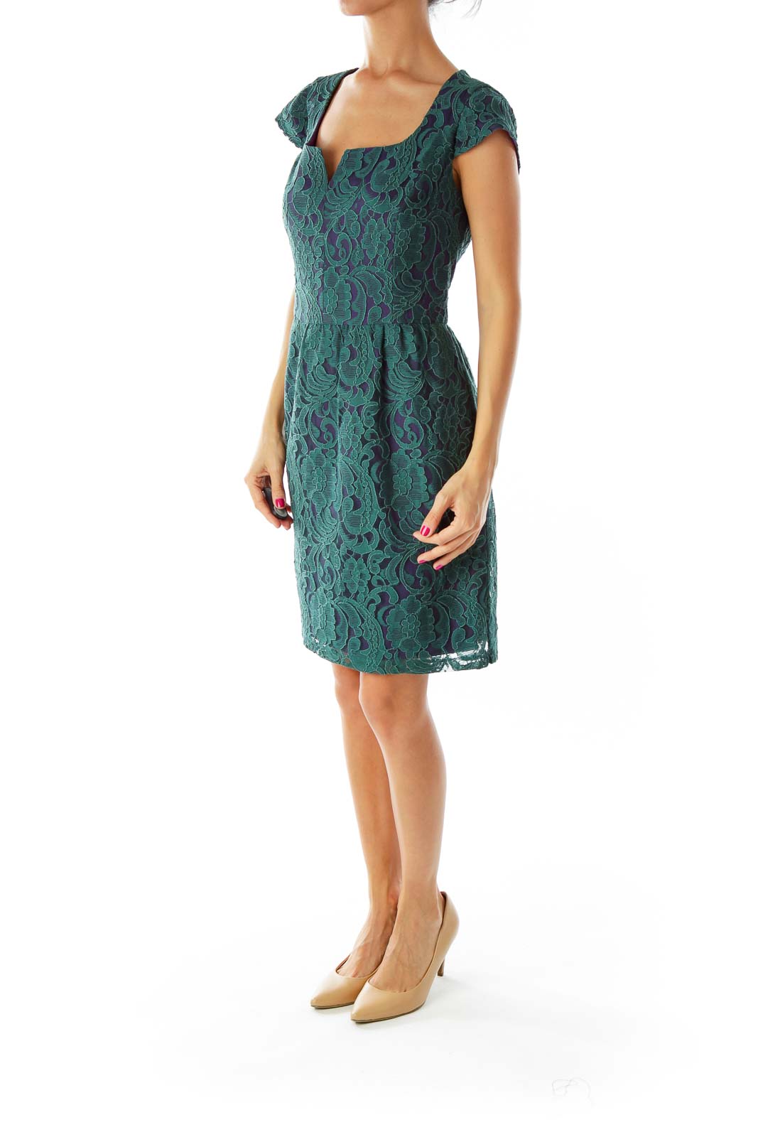 Green Purple Lace Day Dress