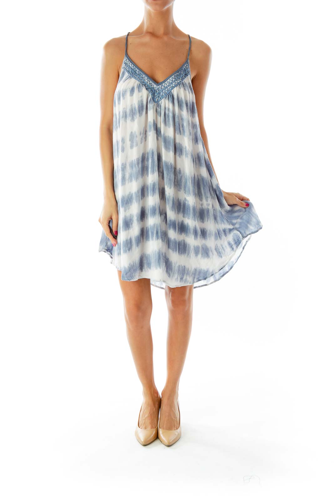 Blue White Tie Dye Dress