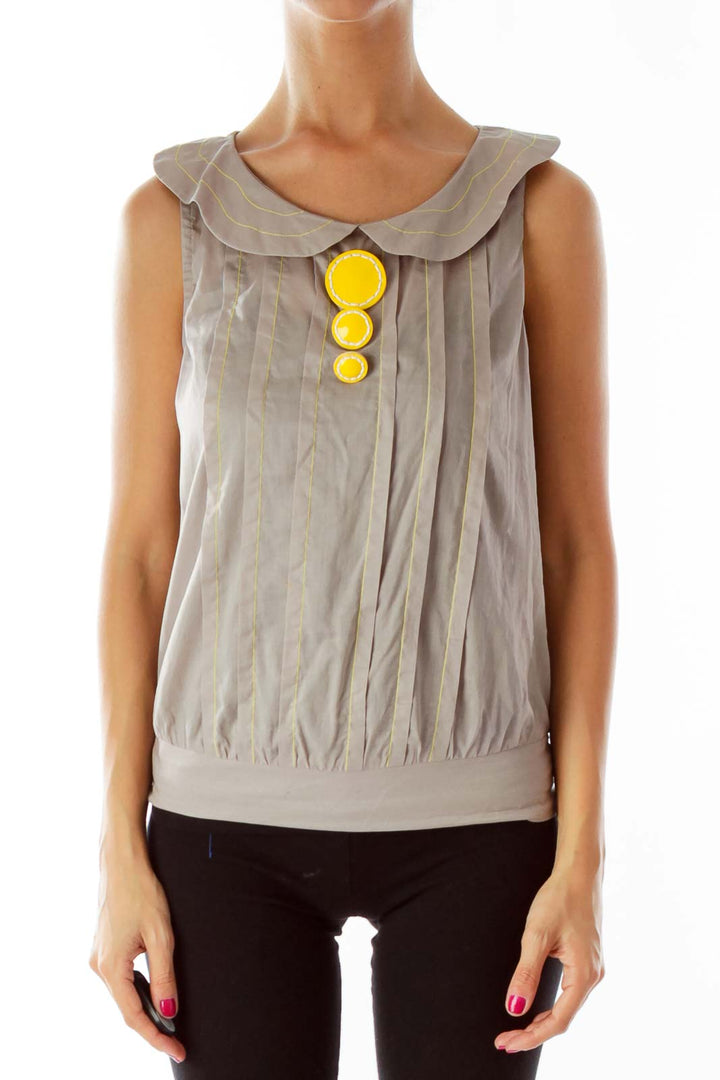 Gray Yellow Buttoned Blouse