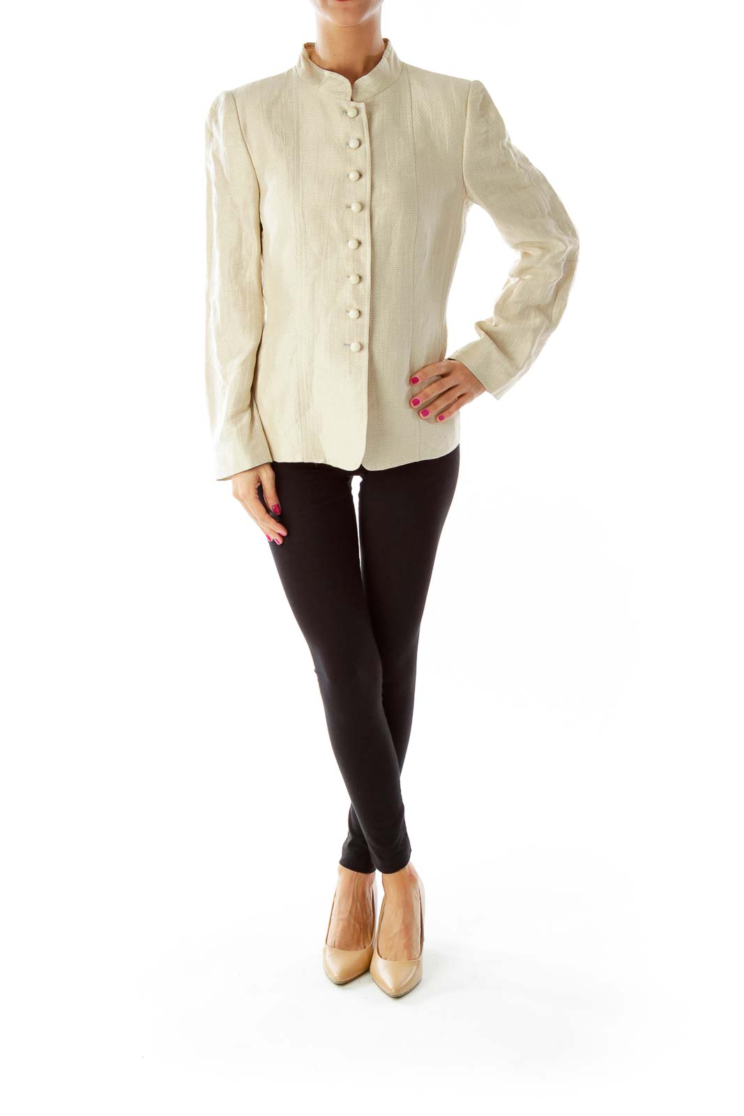 Beige Pin-Tuck Blazer