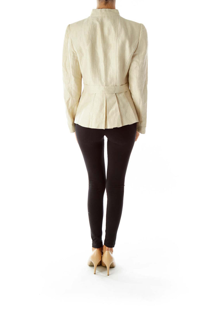 Beige Pin-Tuck Blazer