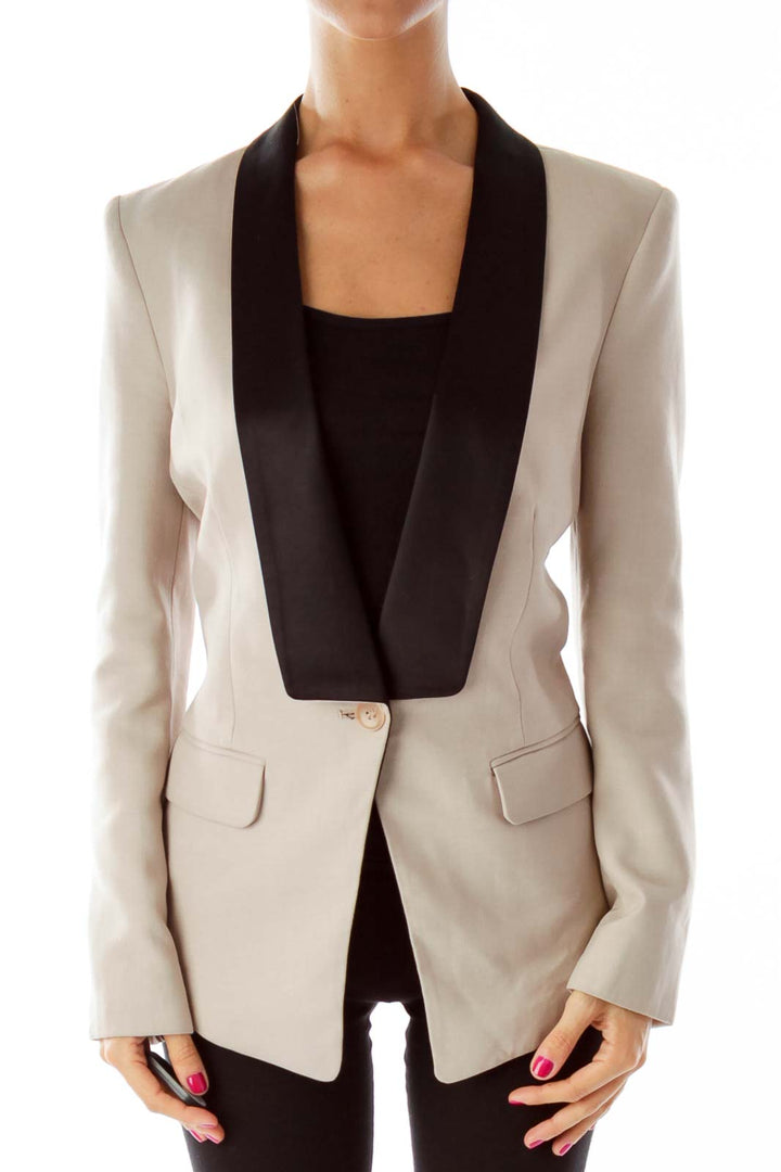 Beige Exaggerated Lapeled  Blazer