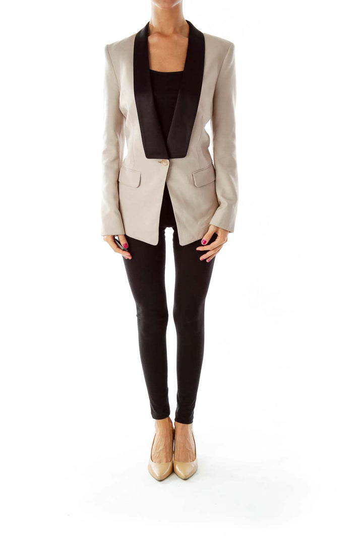 Beige Exaggerated Lapeled  Blazer