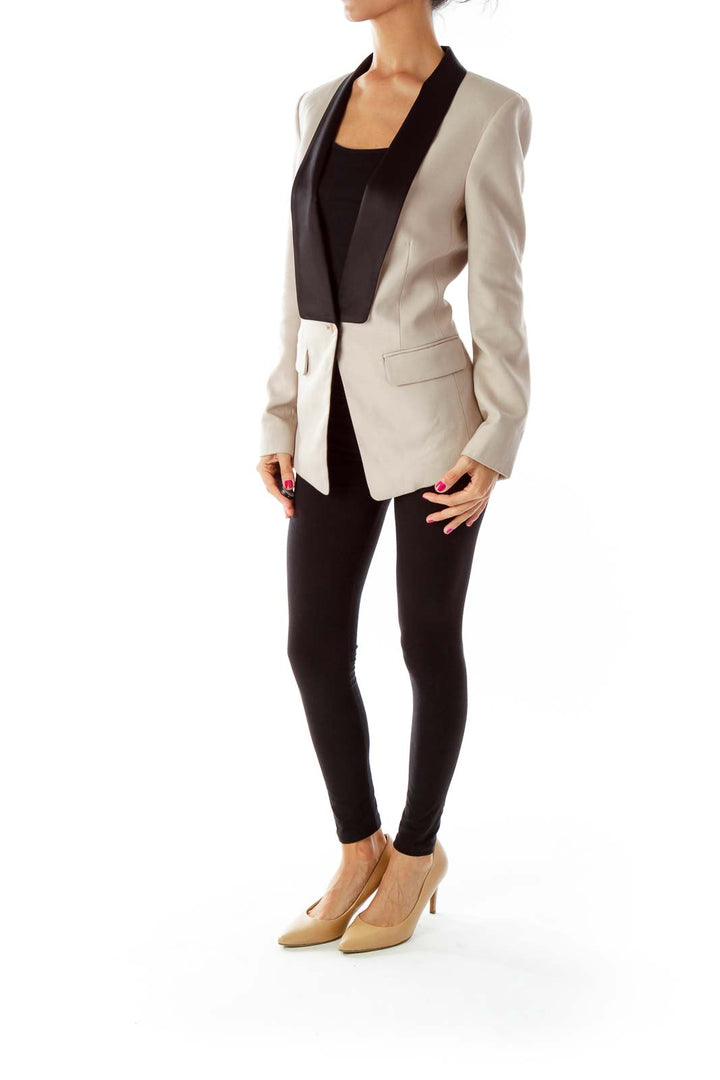 Beige Exaggerated Lapeled  Blazer