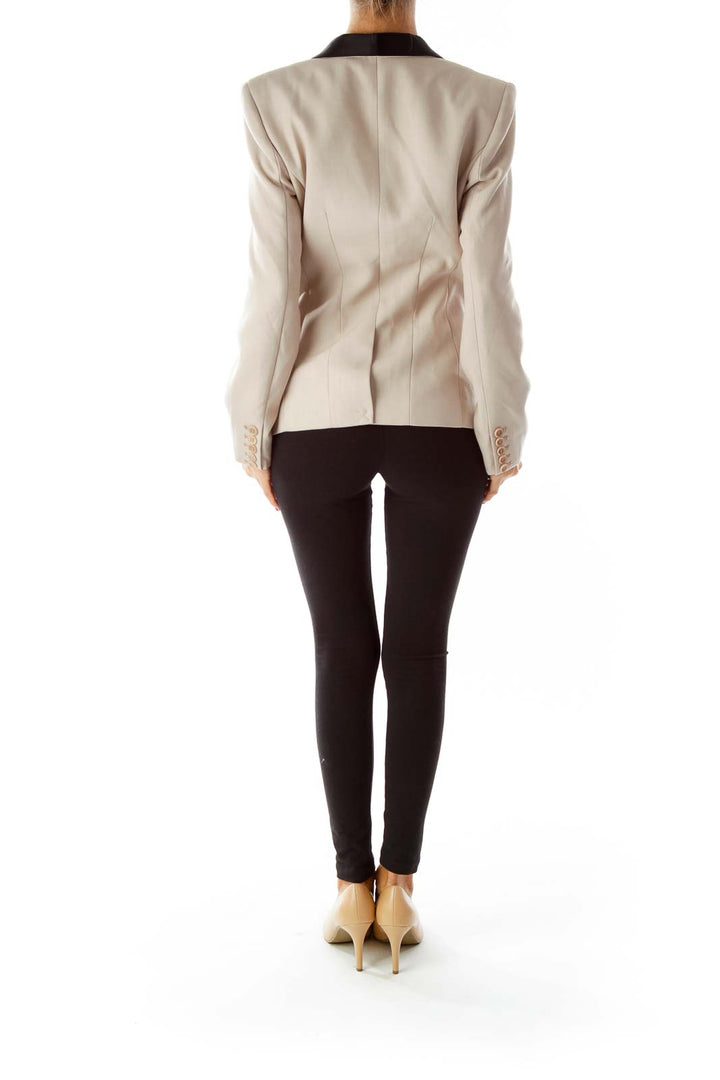 Beige Exaggerated Lapeled  Blazer