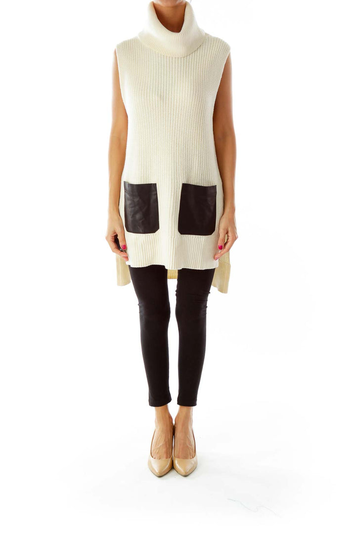 Cream Pocket Sleeveless Sweater