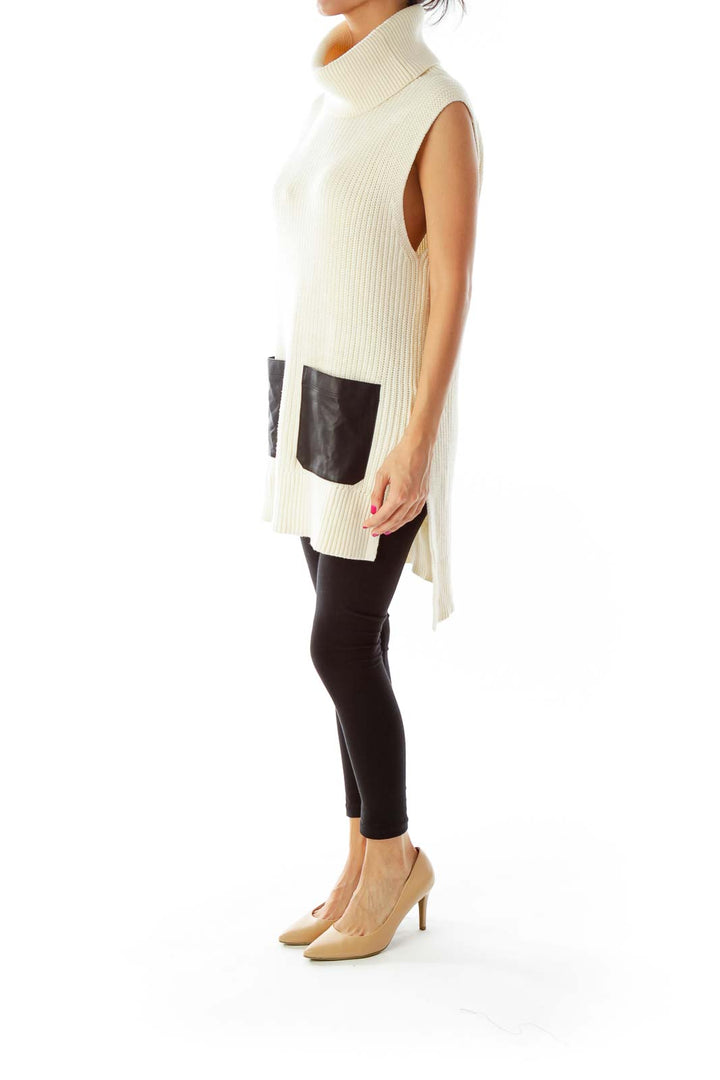 Cream Pocket Sleeveless Sweater