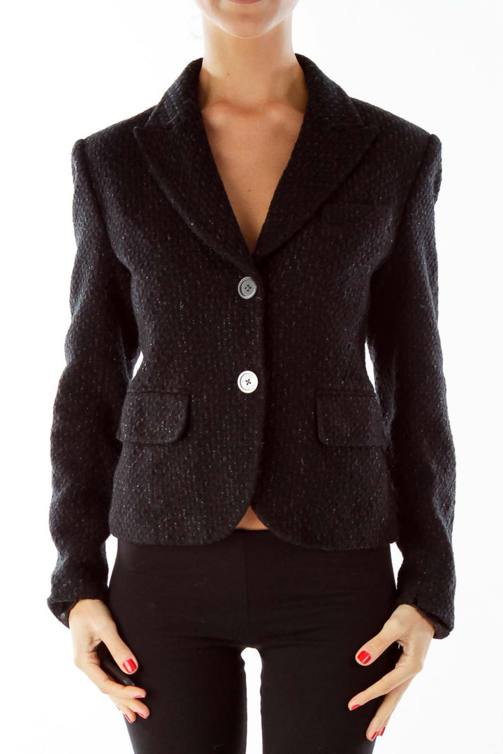 Black Sparkle Pocketed Jacket