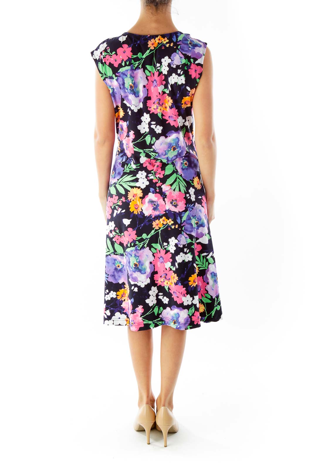 Multicolor Floral V-Neck Day Dress