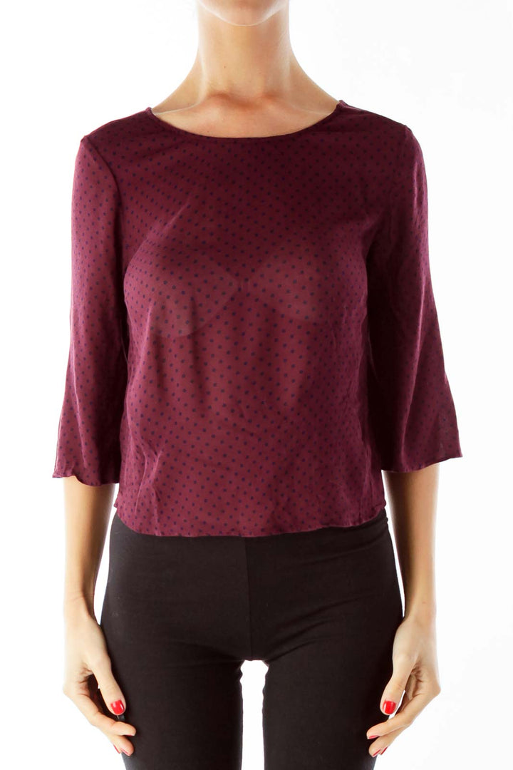 Mahogany Black Polka-Dotted Cropped Blouse