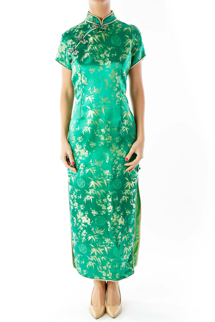 Green Gold Fitted Qipao