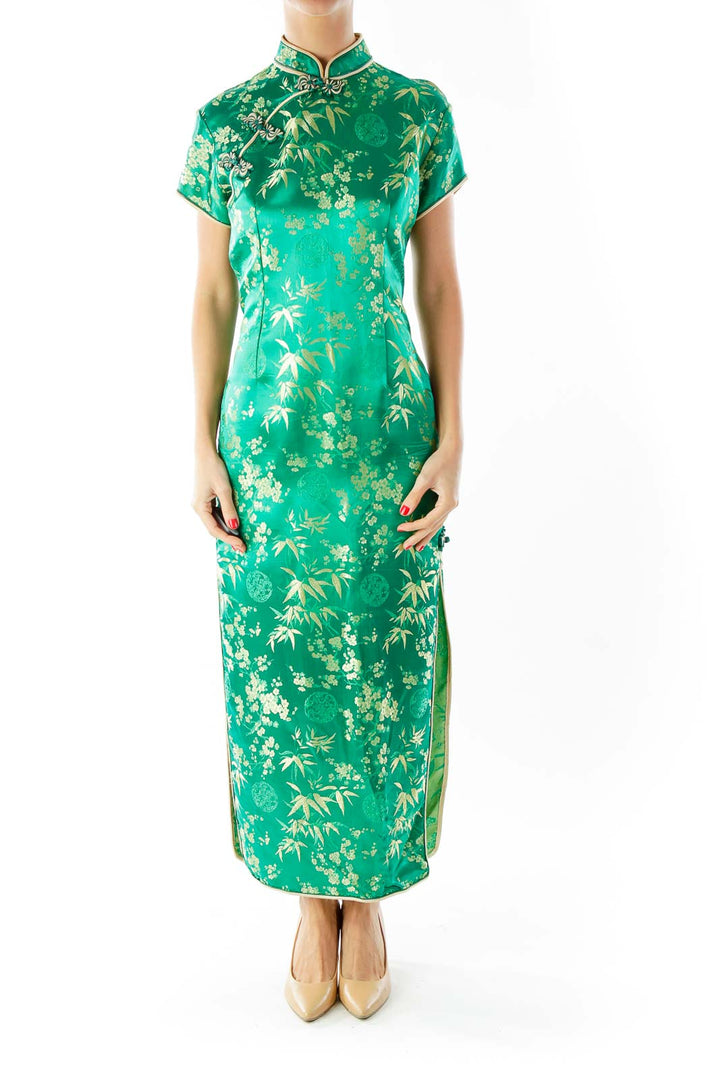 Green Gold Fitted Qipao