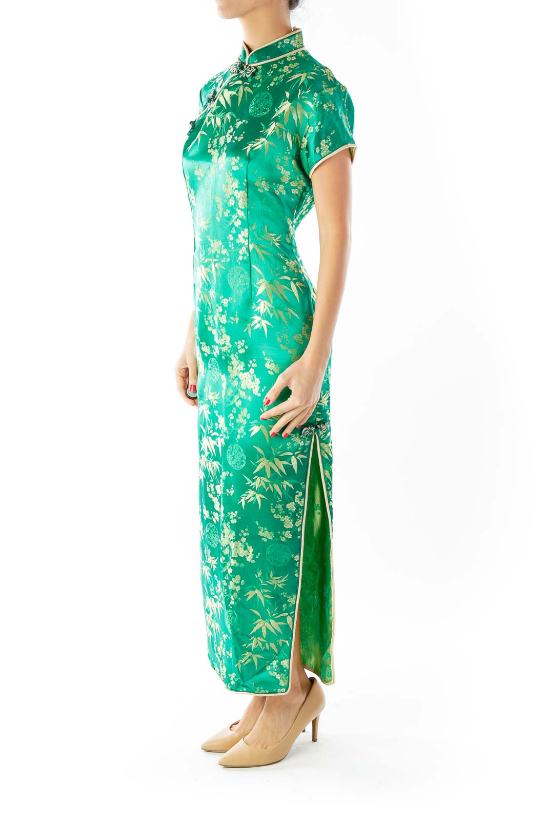 Green Gold Fitted Qipao