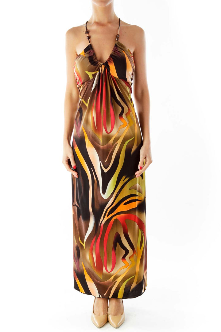 Multi-Color Zebra Print Maxi Dress