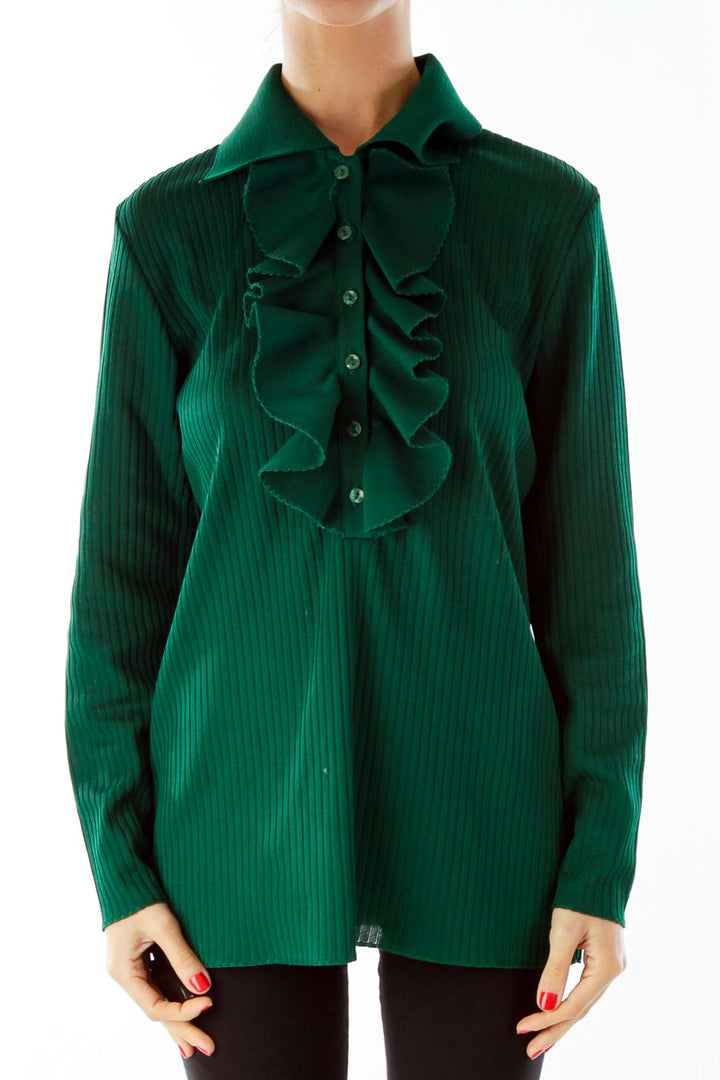 Green Ruffle Vintage Blouse