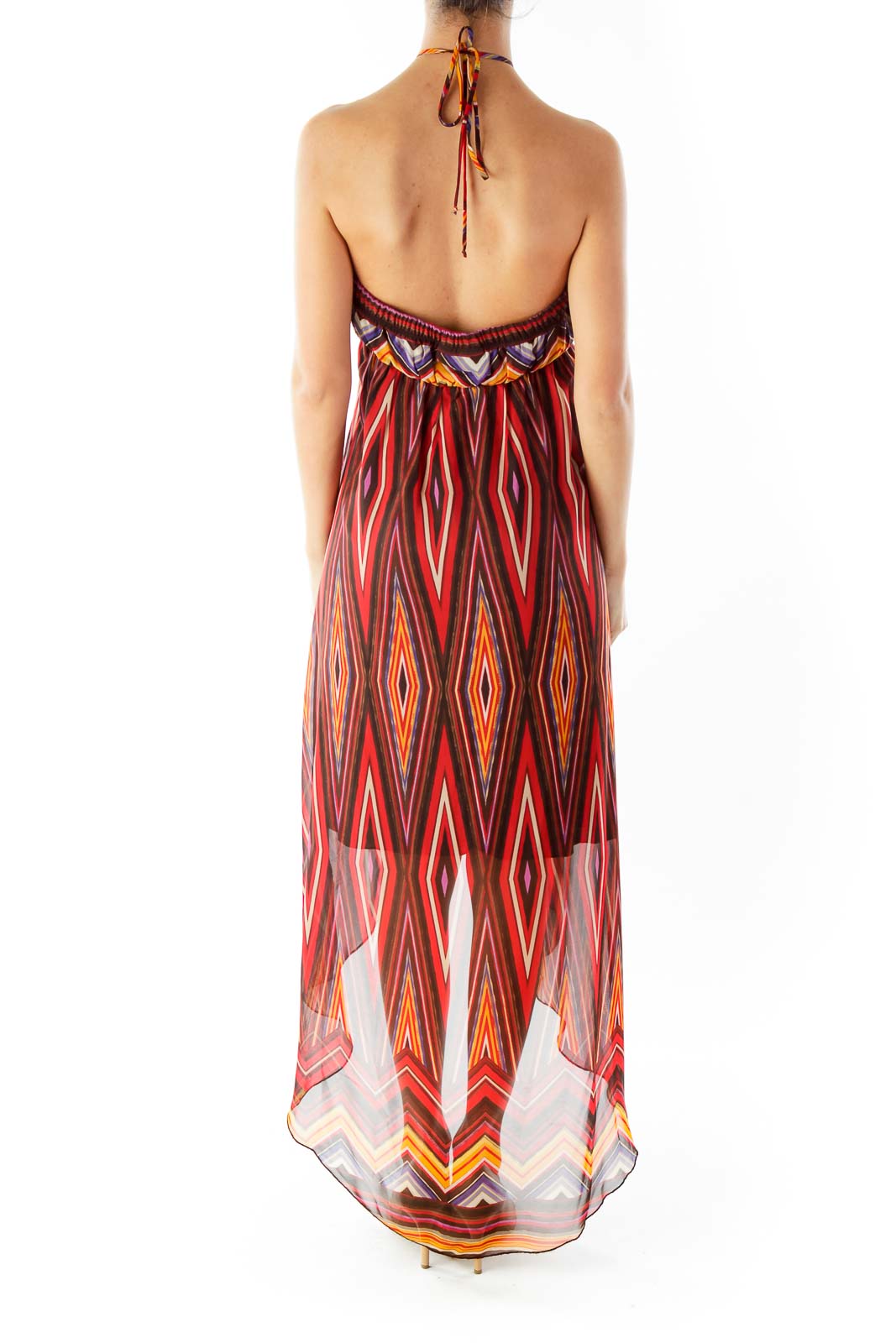 Red Geometric Print Day Dress