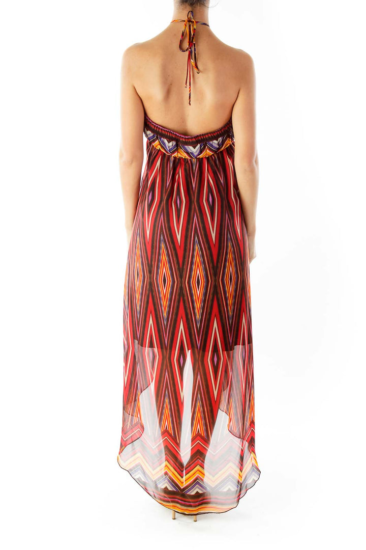 Red Geometric Print Day Dress