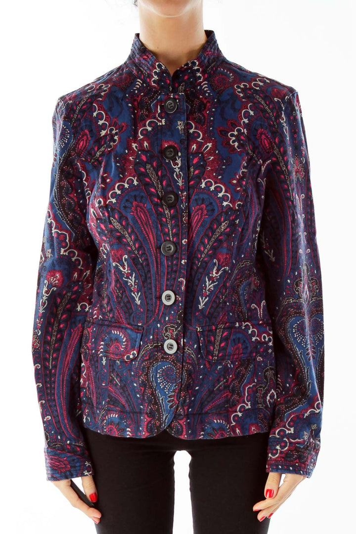 Navy Red Paisley Jacket