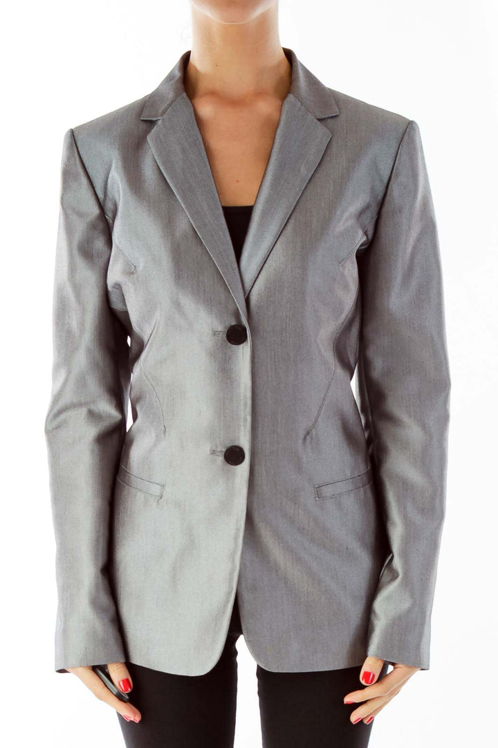 Silver Single-Breasted Blazer