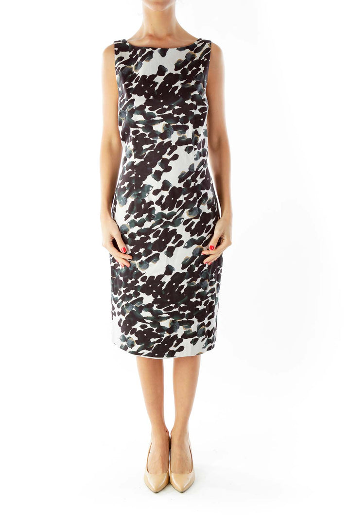 Black Beige Print Work Dress