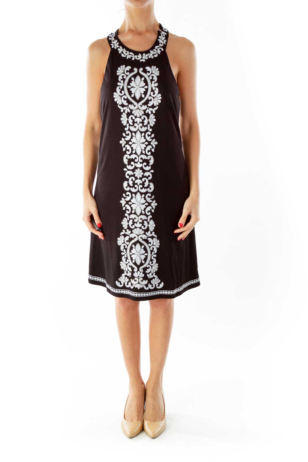 Black White Sequined Day Dress