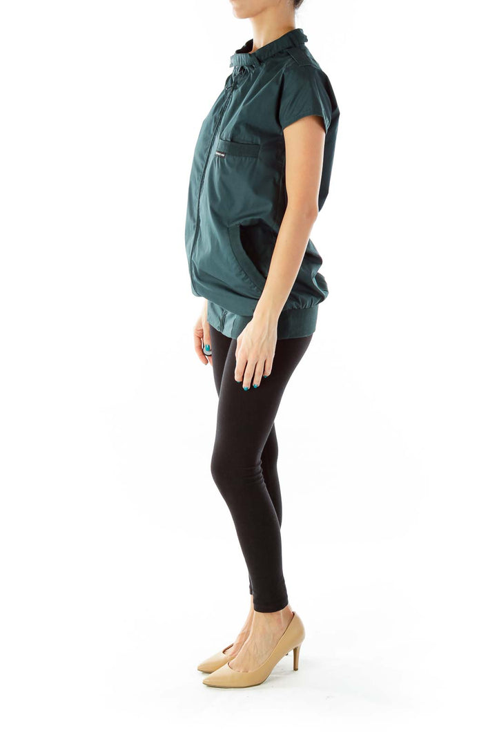 Deep Green Pocketed Loose Vest