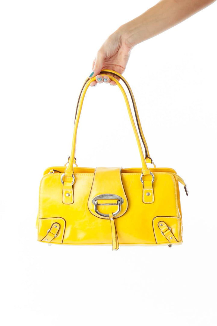 Yellow Faux-Leather Shoulder Bag