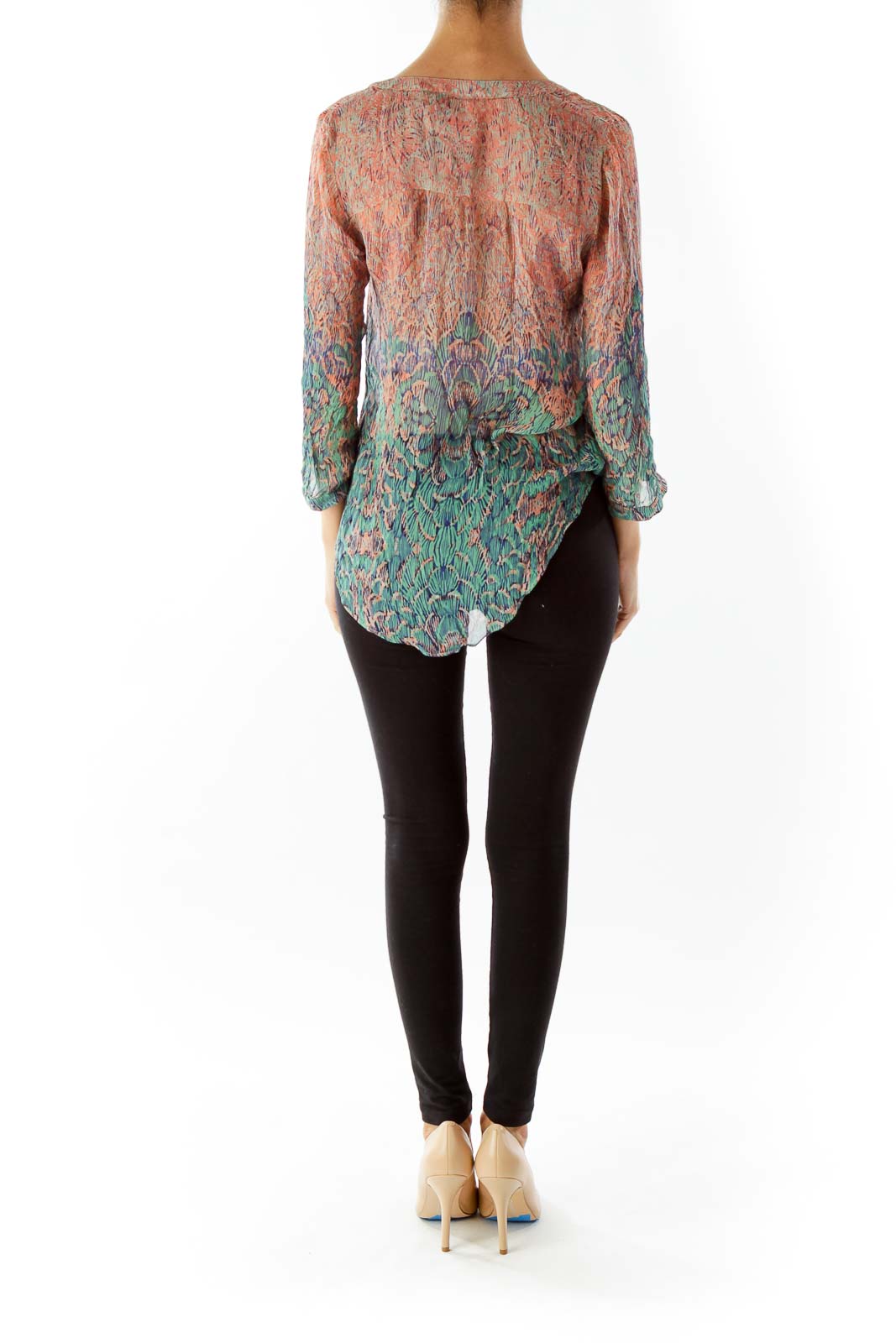 Multicolor V-Neck Loose Print Blouse